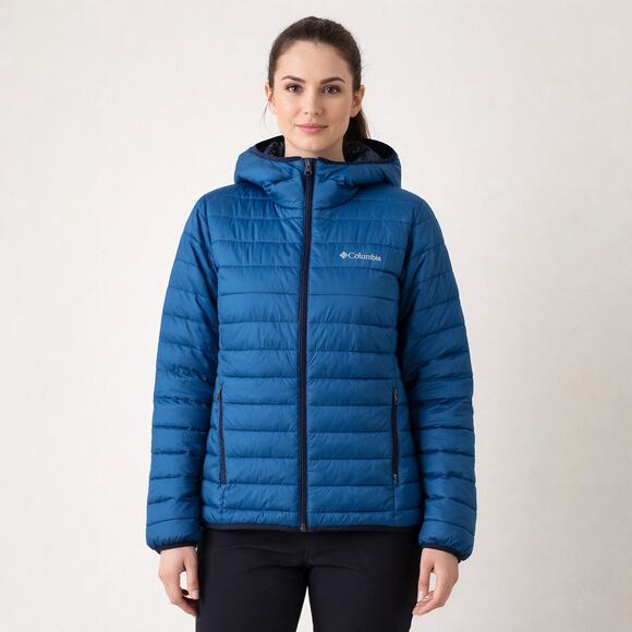 Columbia Jackets & Blazers - Columbia Sportwear Powder Lite Hooded Jacket Blue Quilted #1896741 Size Medium